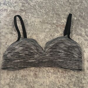 No Boundaries Black and Gray Striped Bra